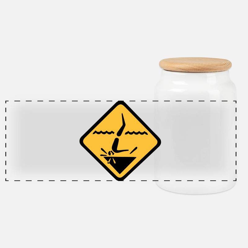 Tauchen Schild Grafik - Panorama Keksdose mit Holzdeckel - Weiß
