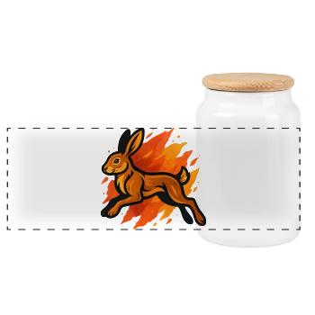 Lièvre ardent dans Flaming Sprint - Boîte à biscuits avec couvercle en bois - blanc - Devant