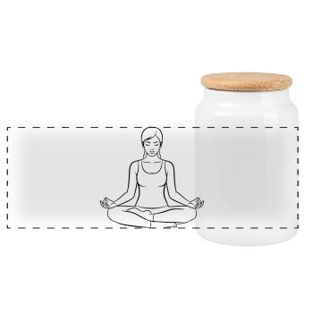 Meditating Woman in Lotus – Yoga & Mindfulness - Panoramic Cookie Jar with Wooden Lid - white - Front