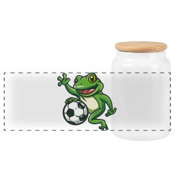 Frog Football - Boîte à biscuits avec couvercle en bois - blanc - Devant