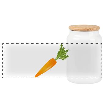 Carotte orange vif avec du vert - Boîte à biscuits avec couvercle en bois - blanc - Devant