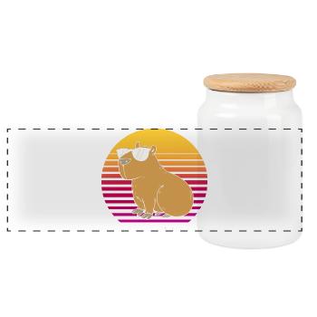 Alles Gute zum Geburtstag Capybara Happy birthday - Panorama Keksdose mit Holzdeckel - Weiß - Vorne