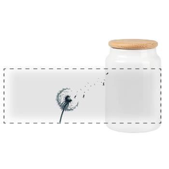 Dandelion of Dreams - Any way the wind blows - Panoramic Cookie Jar with Wooden Lid - white - Front