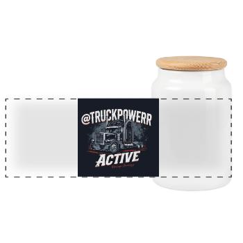 TruckPower Active Trucker T-Shirt - Panorama Keksdose mit Holzdeckel - Weiß - Vorne