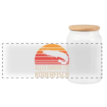Pêcheur au poisson-chat – Tout le reste est un poisson-appât - Boîte à biscuits avec couvercle en bois - blanc - Devant