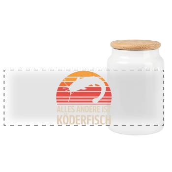 Pêcheur au poisson-chat – Tout le reste est un poisson-appât - Boîte à biscuits avec couvercle en bois - blanc - Devant
