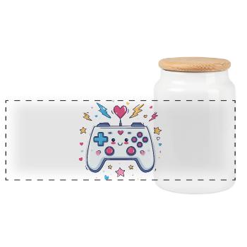 Herzcontroller Doodle Pixel Pop - Panorama Keksdose mit Holzdeckel - Weiß - Vorne