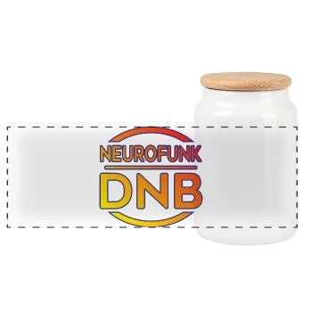 Neurofunk DNB Logo Tee - Panorama Keksdose mit Holzdeckel - Weiß - Vorne