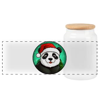 Panda Santa Claus - Boîte à biscuits avec couvercle en bois - blanc - Devant