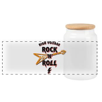 High Voltage RocknRoll - Panoramic Cookie Jar with Wooden Lid - white - Front