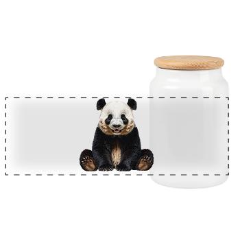 Panda - Panorama Keksdose mit Holzdeckel - Weiß - Vorne