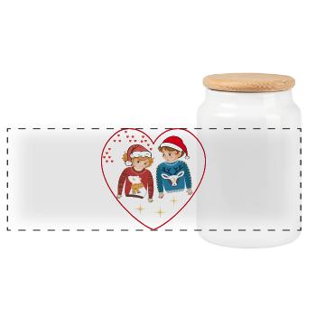 Enfants de Noël - Boîte à biscuits avec couvercle en bois - blanc - Devant