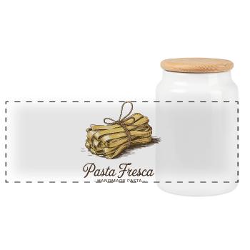 Pasta Fresca – Handmade Pasta - Panoramic Cookie Jar with Wooden Lid - white - Front