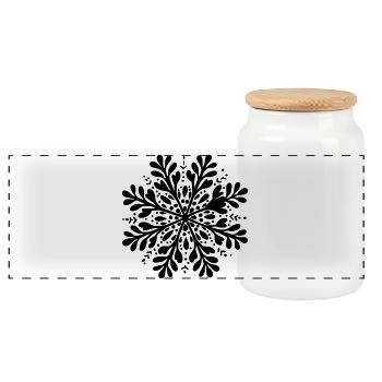 Icône hivernale flocons de neige - Boîte à biscuits avec couvercle en bois - blanc - Devant