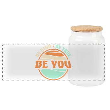 Be Kind Be True Be You Inspirational Self-Love - Panoramic Cookie Jar with Wooden Lid - white - Front