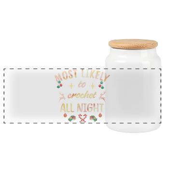 Le plus probable pour crocheter toute la nuit - Boîte à biscuits avec couvercle en bois - blanc - Devant