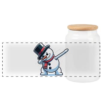 Dabbing Weihnachts Schneemann Dab Weihnachten - Panorama Keksdose mit Holzdeckel - Weiß - Vorne