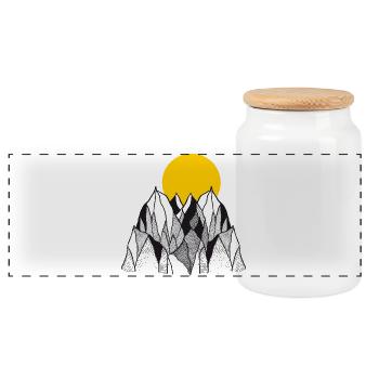 Golden Sun over Mountain Peaks - Panorama Keksdose mit Holzdeckel - Weiß - Vorne