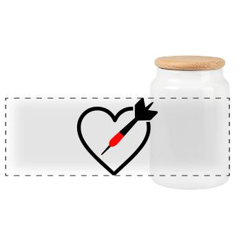 Heart Darts – Passion Precision - Panoramic Cookie Jar with Wooden Lid - white - Front