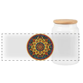 Kaléidoscope lumineux du mandala - Boîte à biscuits avec couvercle en bois - blanc - Devant
