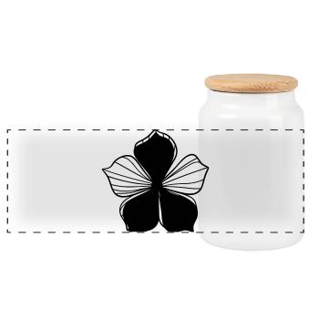 Design floral graphique transparent - Graphique fleur - Boîte à biscuits avec couvercle en bois - blanc - Devant