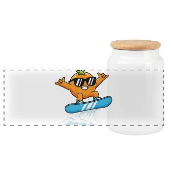 Orange froid avec des lunettes de soleil pendant le snowboard - Boîte à biscuits avec couvercle en bois - blanc - Devant