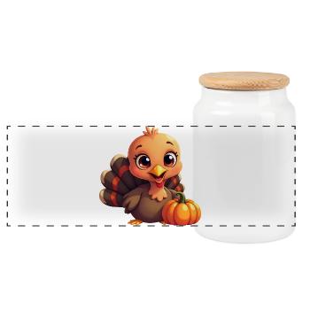 Thanksgiving Truthahn Baby - Panorama Keksdose mit Holzdeckel - Weiß - Vorne