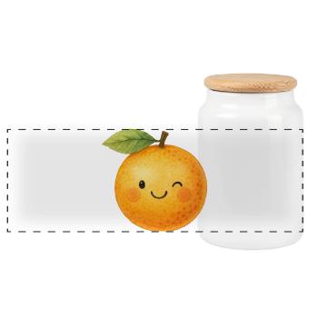 Kawaii Orange Fruit Kids Baby Motif Cute Fruit - Panoramic Cookie Jar with Wooden Lid - white - Front