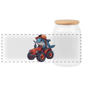 Éleveur de tracteurs dauphins - Boîte à biscuits avec couvercle en bois - blanc - Devant