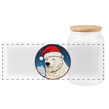Weihnachten Eisbären - Panorama Keksdose mit Holzdeckel - Weiß - Vorne
