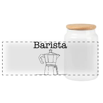 Barista Moka Pot - Boîte à biscuits avec couvercle en bois - blanc - Devant