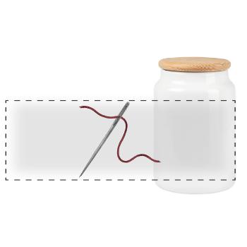 Needle and Thread Ornament - Panoramic Cookie Jar with Wooden Lid - white - Front