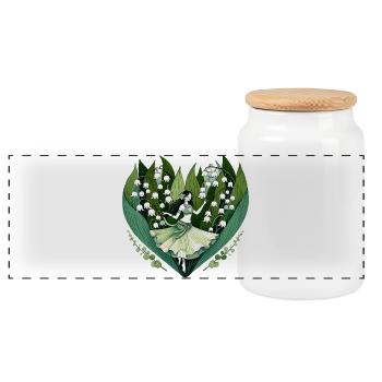 Lily Vale Dancer in Heart Bloom - Panoramic Cookie Jar with Wooden Lid - white - Front