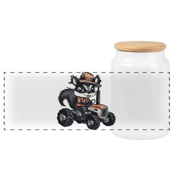 Éleveur de tracteurs moufettes - Boîte à biscuits avec couvercle en bois - blanc - Devant