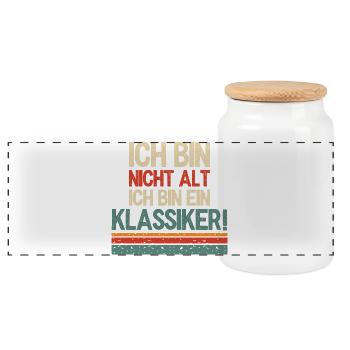 I'm not old, I'm a classic - Panoramic Cookie Jar with Wooden Lid - white - Front
