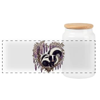 Wisteria-Herzdachs-Illustration - Panorama Keksdose mit Holzdeckel - Weiß - Vorne