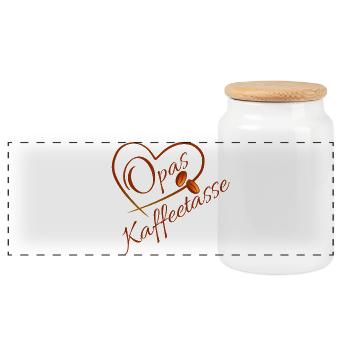 Le cœur de la tasse de café de grand-père - Boîte à biscuits avec couvercle en bois - blanc - Devant
