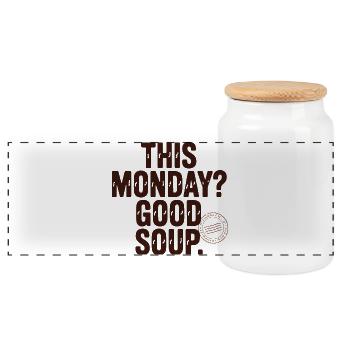 This Monday Good Soup Meme Spruch Montag - Panorama Keksdose mit Holzdeckel - Weiß - Vorne