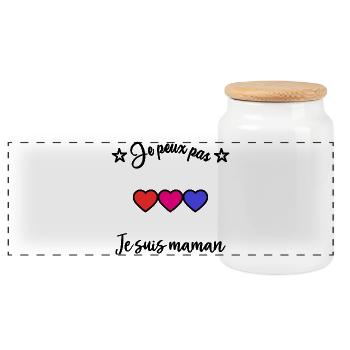 MAMMA. CHRISTMAS. HAPPY BIRTHDAY. HEART. HAPPY MOTHER'S DAY. - Panoramic Cookie Jar with Wooden Lid - white - Front