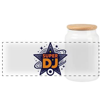 SUPER DJ - let's talk - Panoramic Cookie Jar with Wooden Lid - white - Front