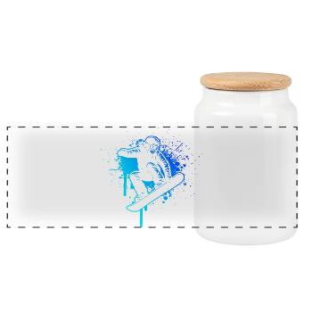 Clear snowboard motif for every day - Panoramic Cookie Jar with Wooden Lid - white - Front