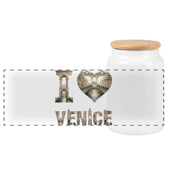 Venedig – Zeitlose Stadtsilhouette - Panorama Keksdose mit Holzdeckel - Weiß - Vorne