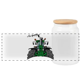 0350_GroeneTrekker_3350 - Panoramic Cookie Jar with Wooden Lid - white - Front