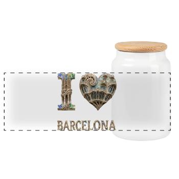 Barcelona – Organische Architektur - Panorama Keksdose mit Holzdeckel - Weiß - Vorne