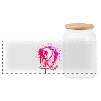 Direct floorball statement - Panoramic Cookie Jar with Wooden Lid - white - Front