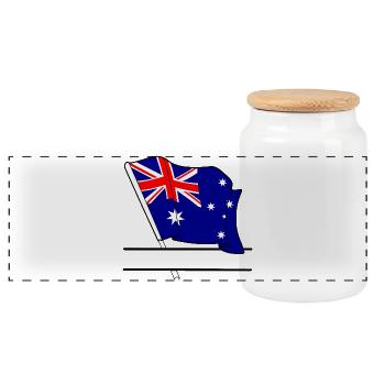 Vlaggen_Australie_ - Panorama Keksdose mit Holzdeckel - Weiß - Vorne