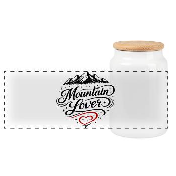 Mountain Lover - Panoramic Cookie Jar with Wooden Lid - white - Front