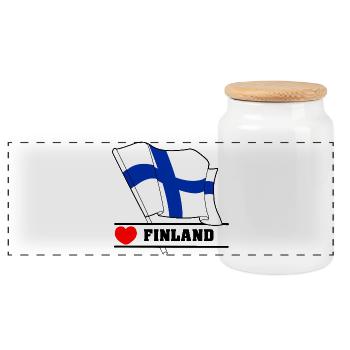 FINLANDE Drapeau avec cœur - Boîte à biscuits avec couvercle en bois - blanc - Devant