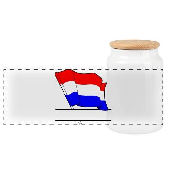 Netherlands Flag – Name Space - Panoramic Cookie Jar with Wooden Lid - white - Front