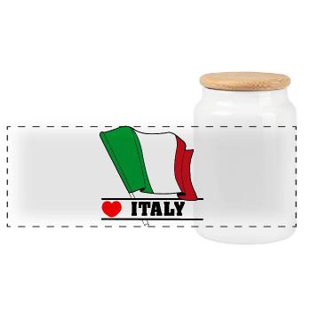 Drapeau italien avec cœur - Boîte à biscuits avec couvercle en bois - blanc - Devant